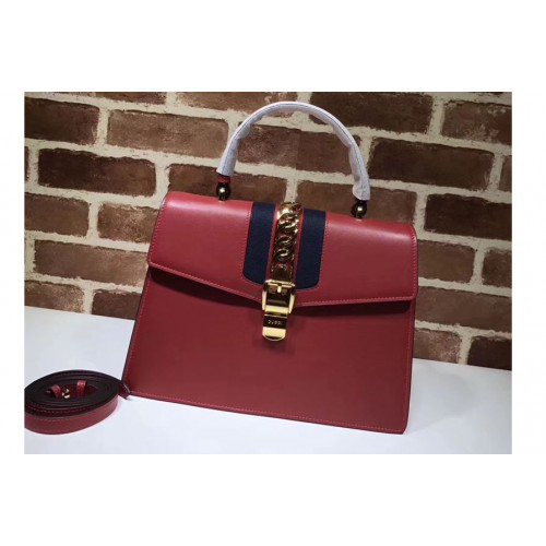 Gucci Sylvie leather top handle bags Red