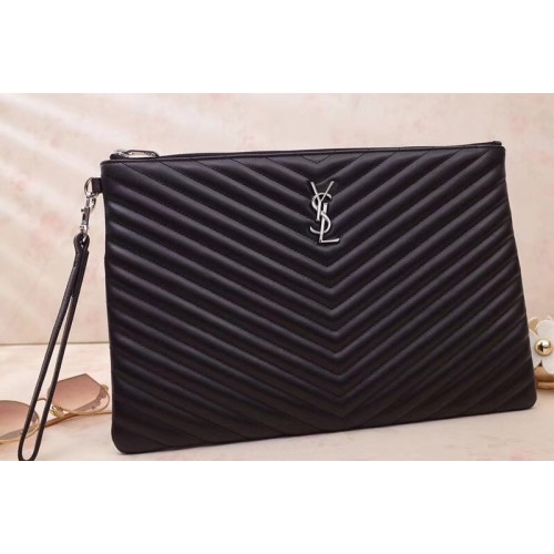 YSL Monogram document holder Bags in Black matelasse leather