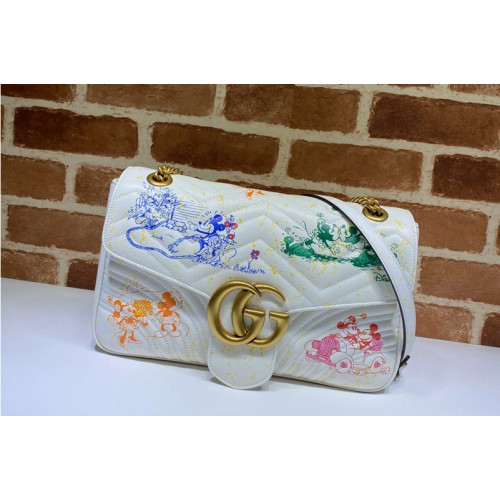 Gucci Online Exclusive Disney x Gucci Marmont medium shoulder bag in White Leather Gucci Online Exclusive Disney x Gucci Marmont medium shoulder bag in White Leather