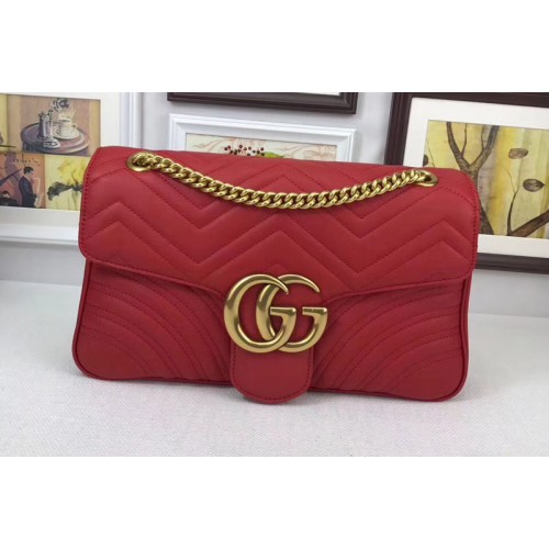 Gucci Marmont Matelasse Shoulder Bag Red