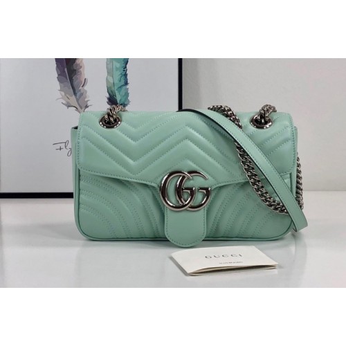 Gucci Marmont small shoulder bag in Pastel green matelasse chevron leather