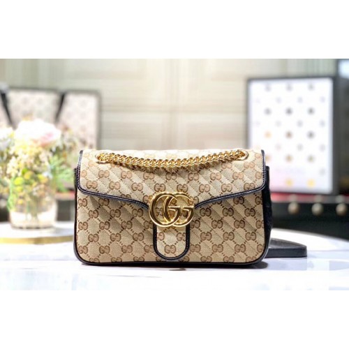 Gucci Marmont small shoulder bags Beige ebony Original canvas