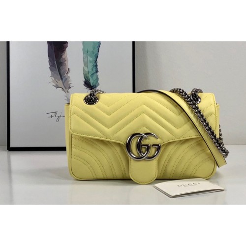 Gucci Marmont small shoulder bag in Pastel Yellow matelasse chevron leather with heart