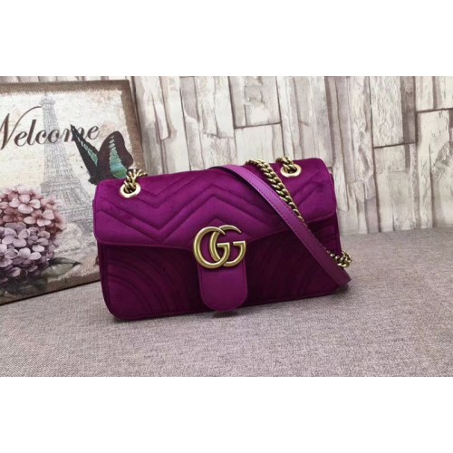 Gucci Marmont Chevron Velvet Shoulder Bag Purple
