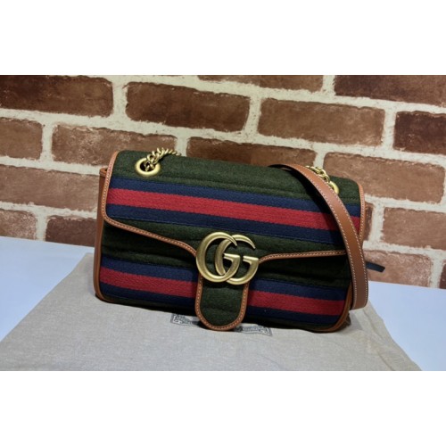 Gucci Marmont small shoulder bag in Dark green wool fabric