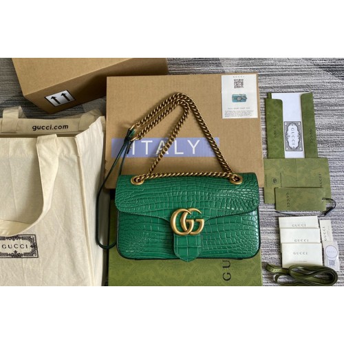 Gucci Marmont crocodile small shoulder bag in Green crocodile Leather