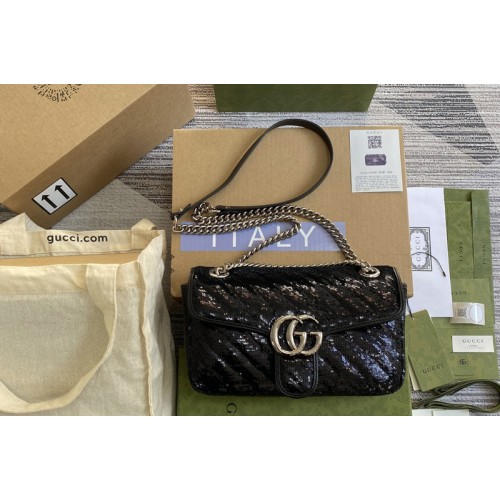 Gucci Marmont small sequin shoulder bag in Black Silk