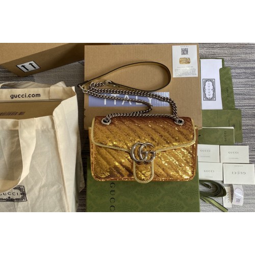 Gucci Marmont small sequin shoulder bag in Gold Silk