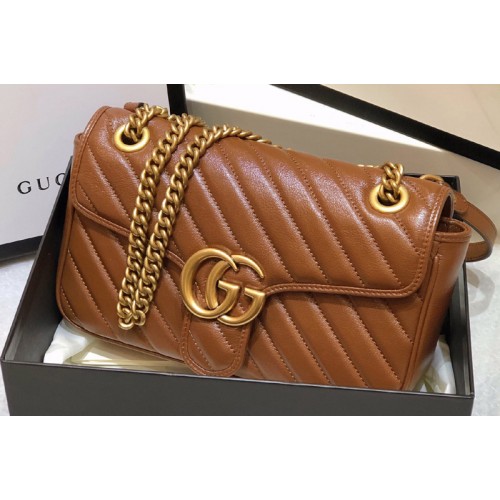Gucci Marmont small matelasse shoulder bag in Brown diagonal matelasse leather