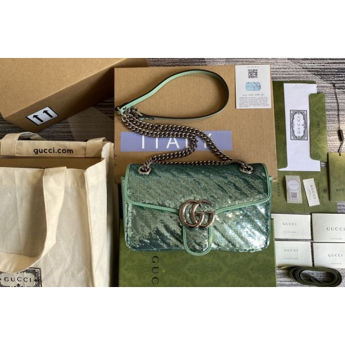 Gucci Marmont small sequin shoulder bag in Green Silk