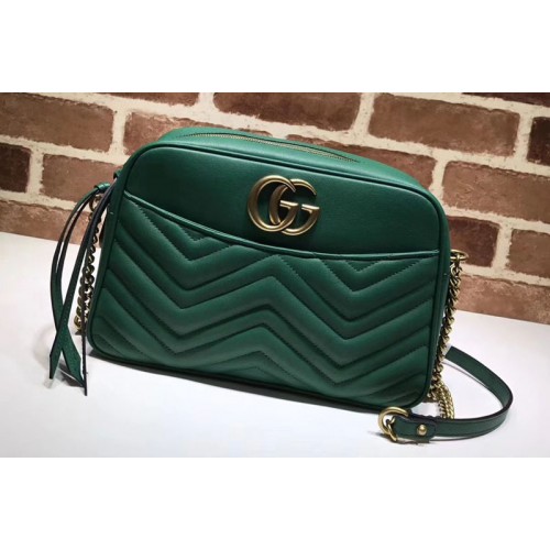 Gucci Marmont matelasse shoulder bags Green