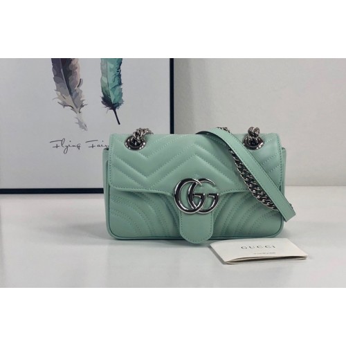 Gucci Marmont mini bag in Pastel green matelasse chevron leather