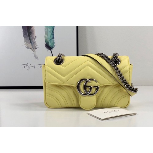 Gucci Marmont mini bag in Pastel Yellow matelasse chevron leather with heart