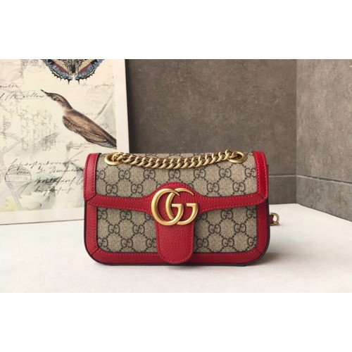 Gucci Marmont mini bag in Beige ebony canvas with Red Leather