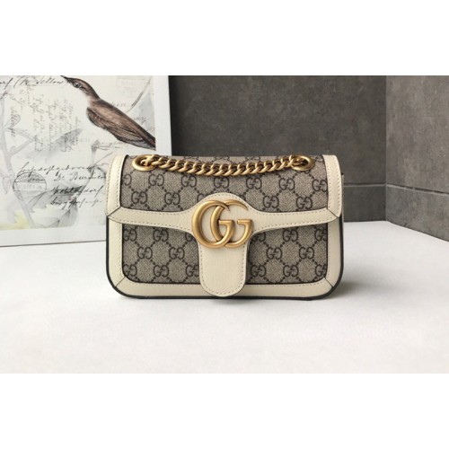 Gucci Marmont mini bag in Beige ebony canvas with White Leather