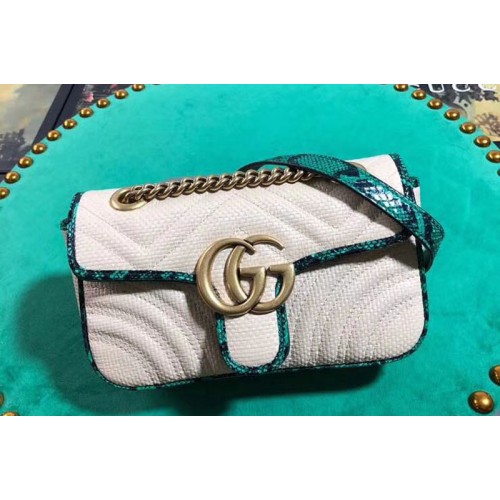 Gucci Marmont raffia Mini shoulder bags beige and Green raffia