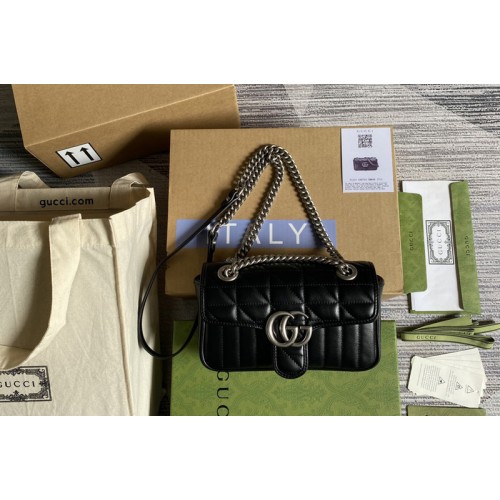 Gucci Marmont mini matelasse shoulder bag in Black matelasse leather