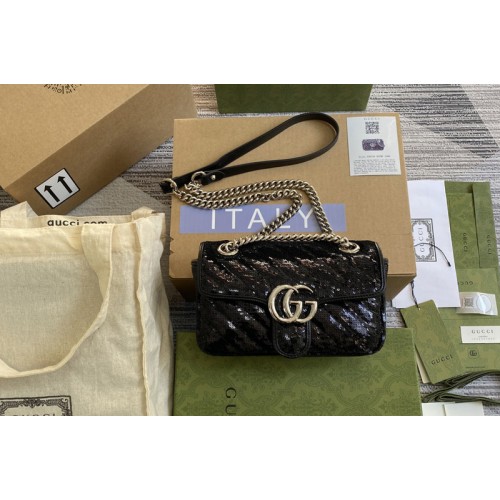 Gucci Marmont mini sequin shoulder bag in Black silk