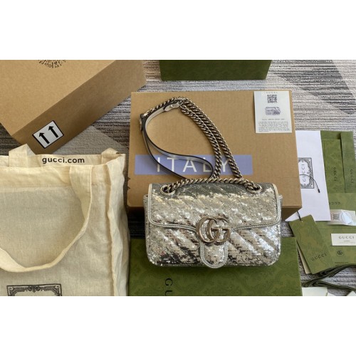 Gucci Marmont mini sequin shoulder bag in Silver silk