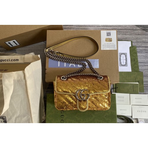 Gucci Marmont mini sequin shoulder bag in Gold silk