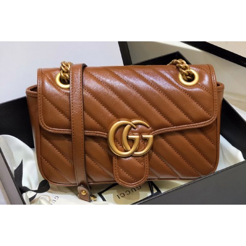 Gucci Marmont mini matelasse shoulder bag in Brown diagonal matelasse leather