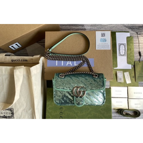 Gucci Marmont mini sequin shoulder bag in Green silk