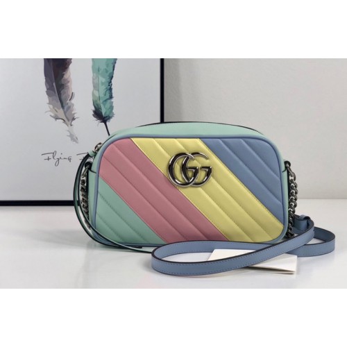 Gucci Marmont small shoulder bag in Multicolored pastel diagonal matelasse leather