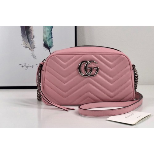 Gucci Marmont small shoulder bag in Pastel Pink matelasse chevron leather with GG