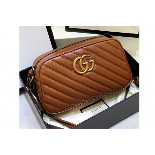 Gucci Marmont small matelasse shoulder bag in Brown diagonal matelasse leather