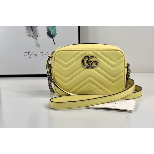 Gucci Marmont matelasse mini bag in Pastel Yellow matelasse chevron leather with GG