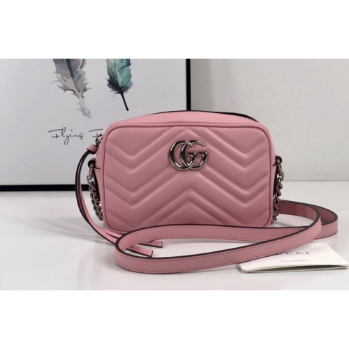 Gucci Marmont matelasse mini bag in Pastel Pink matelasse chevron leather with GG