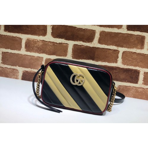 Gucci Marmont matelasse mini bag in Black Beige Leather