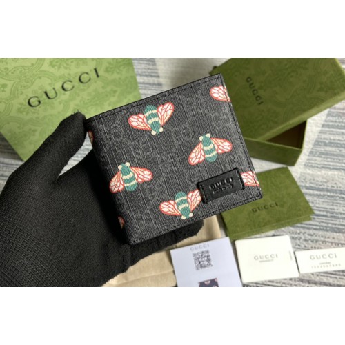 Gucci Bestiary wallet with bees in Black Supreme canvas with bee print