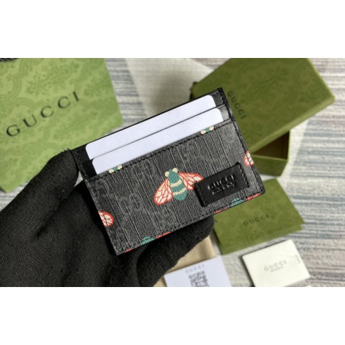 Gucci Bestiary card case with bees in Black Supreme canvas with bee print
