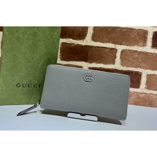 Gucci Marmont zip around wallet in Gray leather