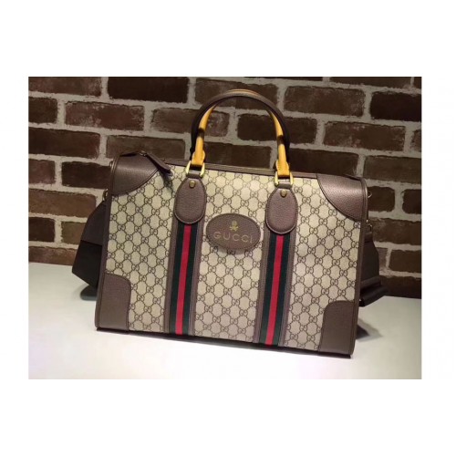 Gucci Soft Supreme Duffle Bag with Web Brown