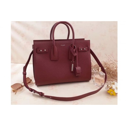 YSL Sac De Jour Souple Bag Grained Leather Dark Red