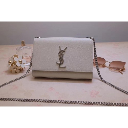 YSL Kate Small Bags In Gray Grain De Poudre Embossed Leather