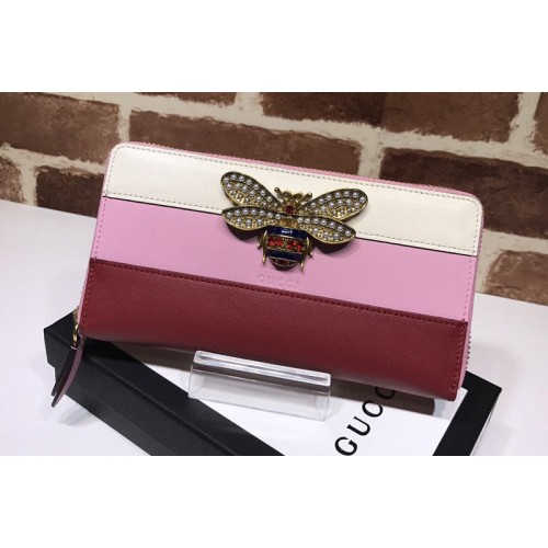 Gucci Queen Margaret leather zip around wallet In White Pink Red Leather