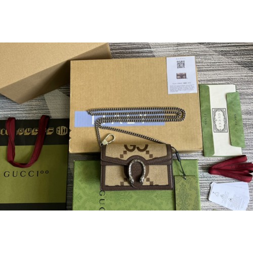 Gucci Dionysus jumbo super mini bag in Camel and ebony jumbo canvas