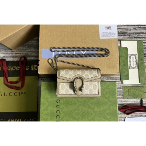 Gucci Dionysus super mini bag in Beige and white Supreme canvas