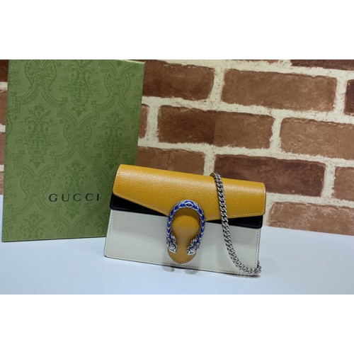 Gucci Dionysus super mini bag in Yellow Black White leather