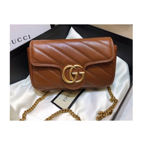 Gucci Marmont matelasse super mini bag in Brown diagonal matelasse leather