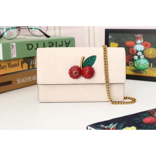 Gucci Signature mini bag with cherries Beige Leather