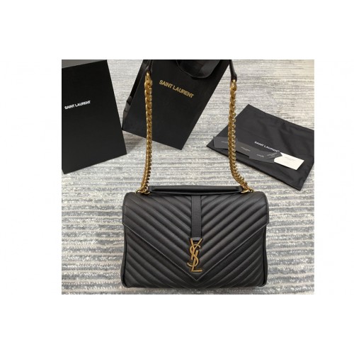 YSL COLLEGE LARGE IN Black MATELASSE LEATHER With Gold Hardware