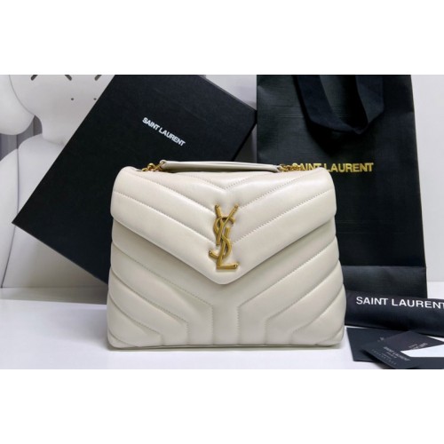 YSL LOULOU SMALL BAG IN White Y-QUILTED LEATHER With Gold YSL