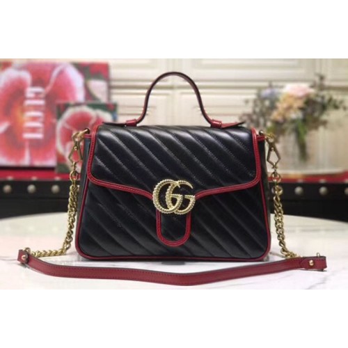 Gucci Marmont small top handle bag Black leather