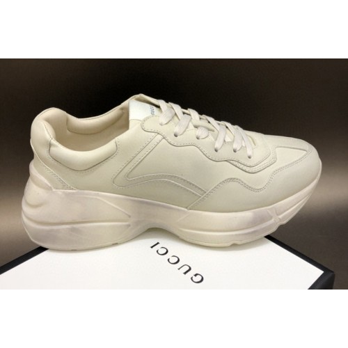 Women and Men Gucci Rhyton leather sneaker in White Leather