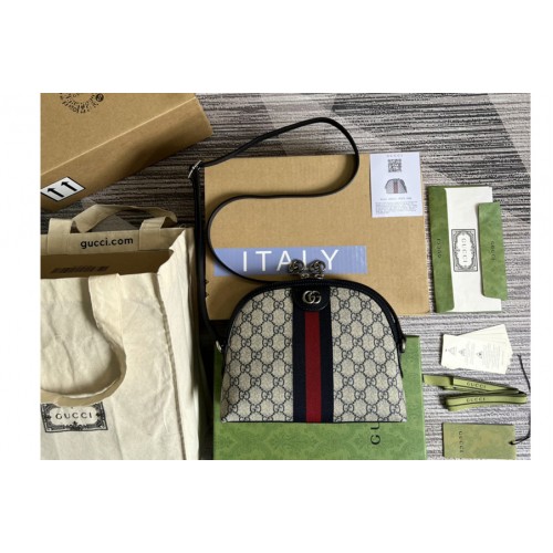 Gucci Ophidia small shoulder bag in Beige and blue Supreme canvas