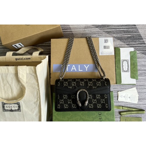 Gucci Dionysus small shoulder bag in Black and ivory denim jacquard
